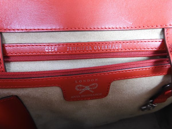 Anya Hindmarch Bespoke Tote Red Leather Hand Bag. - Image 8