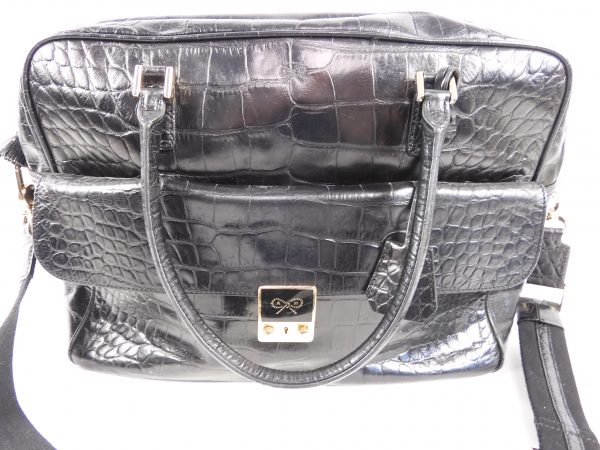 Anya Hindmarch Crocodile Shoulder Bag, Large in Black. - Image 3