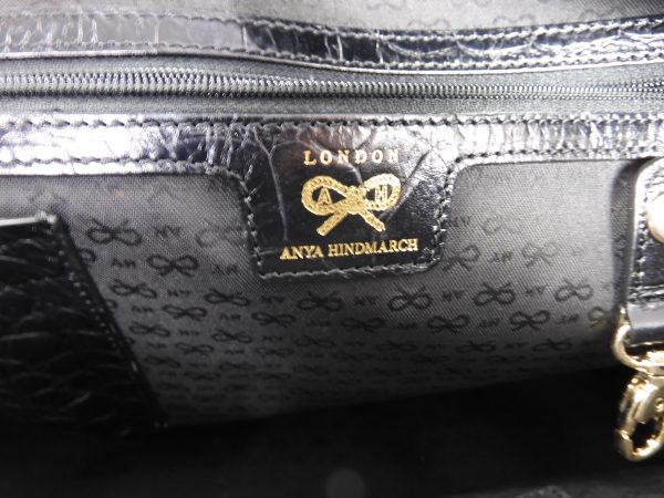 Anya Hindmarch Crocodile Shoulder Bag, Large in Black. - Image 11