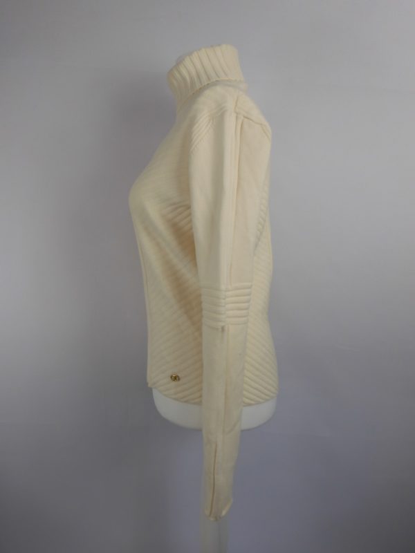 Tory Burch, Ivory Turtle Neck Inez Sweater, Size L - Image 3