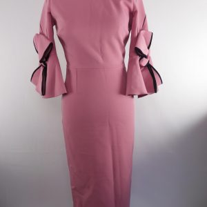Roksanda Lavete Bow Embellished Crepe Midi Dress Flamingo Pink, Size 6, Film Worn.