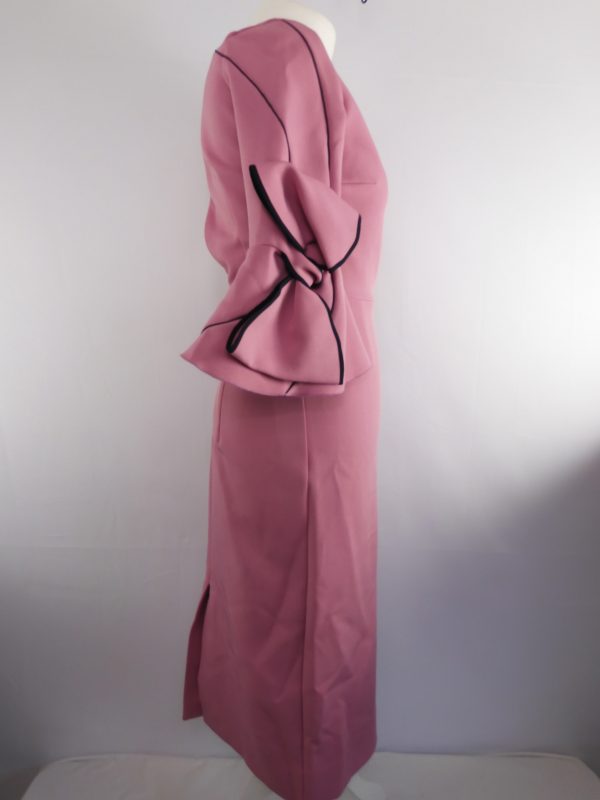 Roksanda Lavete Bow Embellished Crepe Midi Dress Flamingo Pink, Size 6, Film Worn. - Image 3