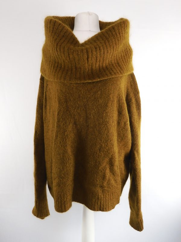 Acne Studios oversized cowl turtleneck sweater wool mohair brown, Size M.