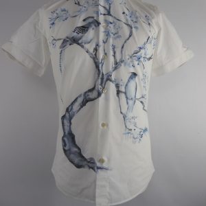 Alexander McQueen Bird Print, Short sleeved Shirt, Size 48 (M).