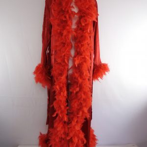 Red Feathered dressing Gown, Film Worn, Size S- M