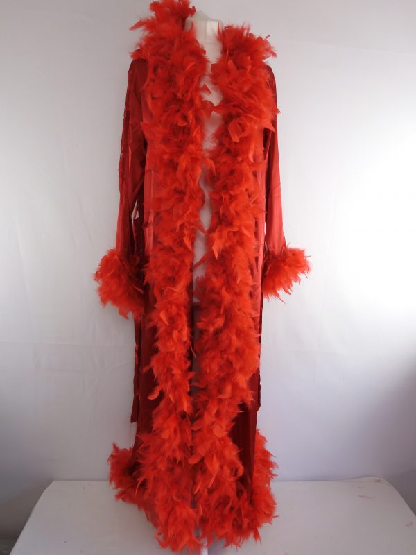 Red Feathered dressing Gown, Film Worn, Size S- M