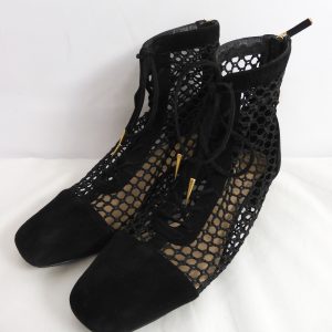 Christian Dior Black Mesh Ankle Boots, Size 4