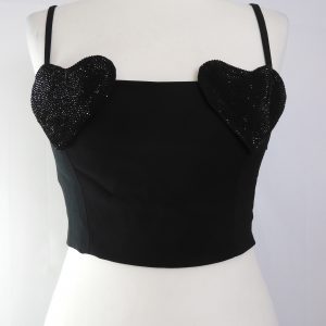 Blumarine Crystal Embelished Heart Crop Top, Size 8