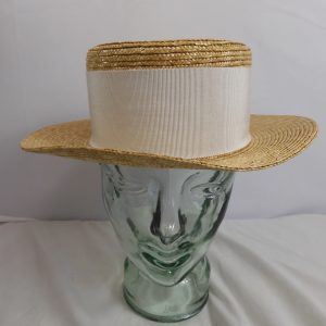 Prada Boater Straw Hat, Size S