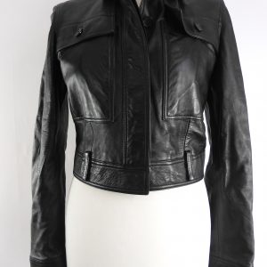 Saint Laurent Cropped Leather Jacket - Size 40/8