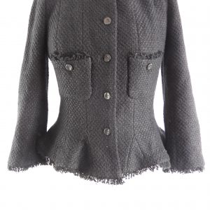 Chanel by Karl Lagerfeld Woven Black Boucle Jacket - Size 40/12 with COA