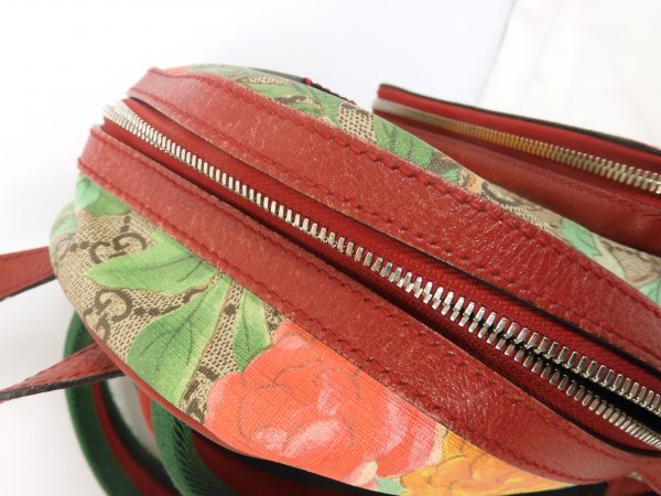 Gucci, GG Supreme Monogram Tian Web Small Day Backpack Beige Multicolor Red - Image 7