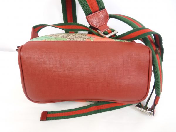 Gucci, GG Supreme Monogram Tian Web Small Day Backpack Beige Multicolor Red - Image 13