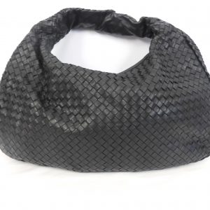Bottega Veneta Large Hobo Intrecciato Black Leather Shoulder Bag