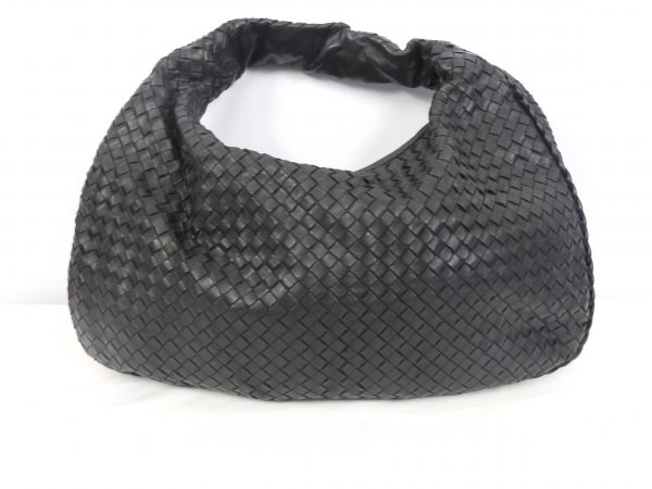 Bottega Veneta Large Hobo Intrecciato Black Leather Shoulder Bag