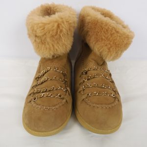 Chanel Shearling Chainlink 'CC' Boots, size 38.