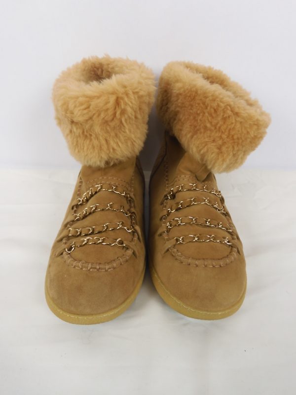 Chanel Shearling Chainlink 'CC' Boots, size 38.