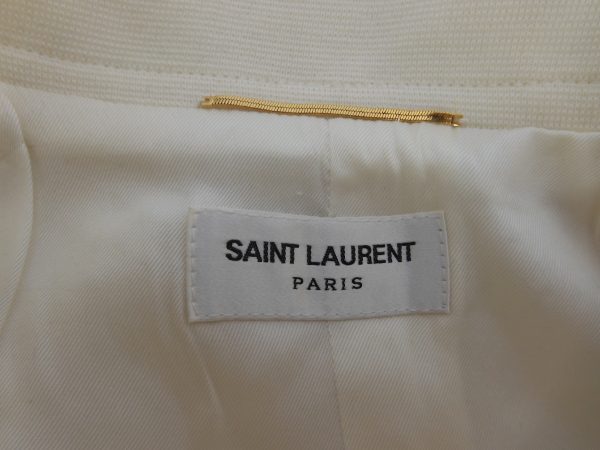 Saint Laurent SS 2021 Size F36  Cream Wool Blend Belted Military Jacket - Image 4
