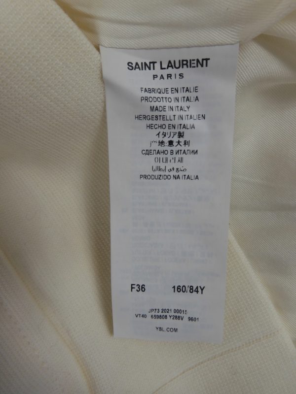 Saint Laurent SS 2021 Size F36  Cream Wool Blend Belted Military Jacket - Image 5