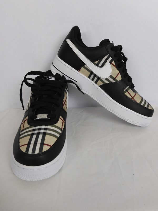 Custom Nike Air Force 1 Burberry, CJ0952-001 Size 7.5 - Image 2