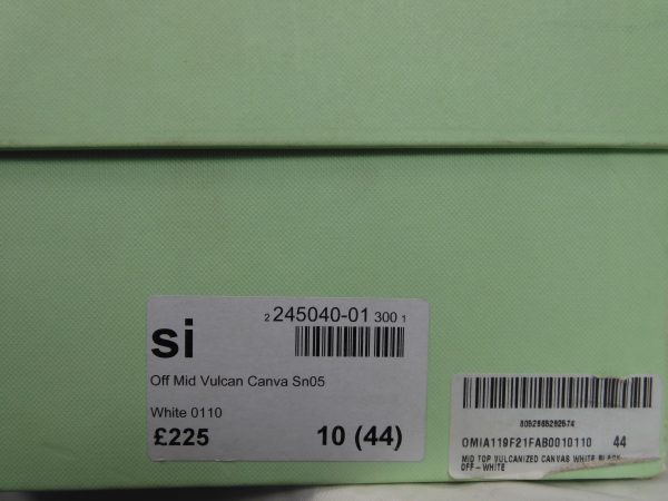 Off-White Off Mid Vulcan Canvas Size 10. - Image 7
