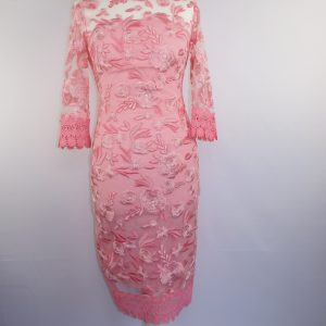 Naeem Khan Crochet-trimmed Embroidered Tulle And Silk Midi Dress In Pastel Pink, Size 6 U.K. Film Worn by Vanessa Hudgens