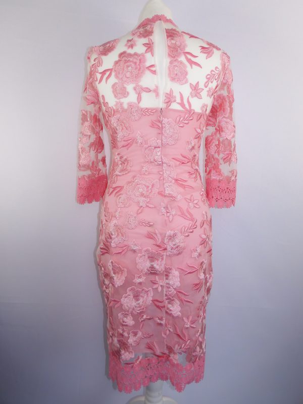 Naeem Khan Crochet-trimmed Embroidered Tulle And Silk Midi Dress In Pastel Pink, Size 6 U.K. Film Worn by Vanessa Hudgens - Image 4