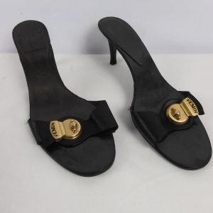 Fendi F-Lock Heeled Sandals, Size 3.5 ( 36.5 ).