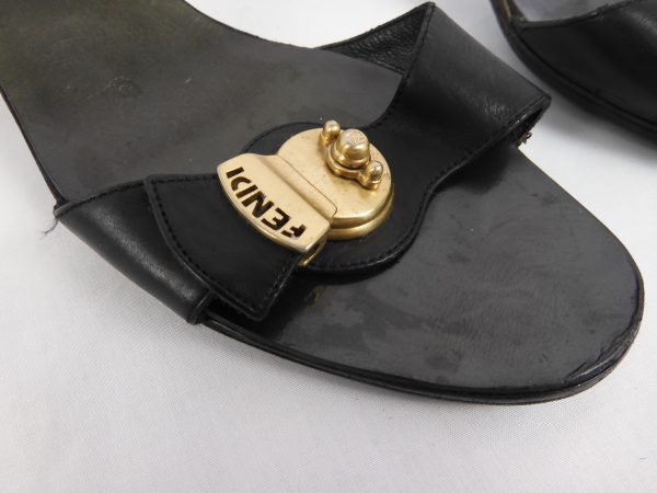 Fendi F-Lock Heeled Sandals, Size 3.5 ( 36.5 ). - Image 3