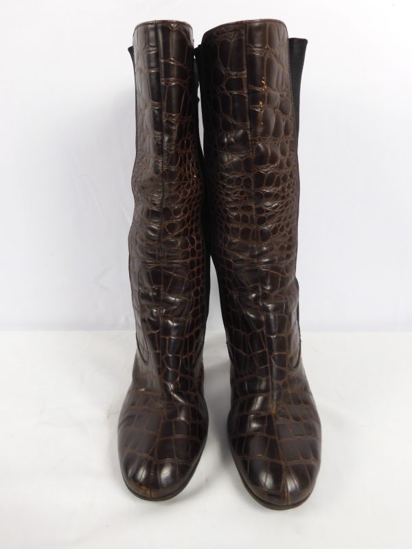Dolce & Gabbana Crocodile Print Boots, Size 6.5 ( 39.5 ). - Image 5