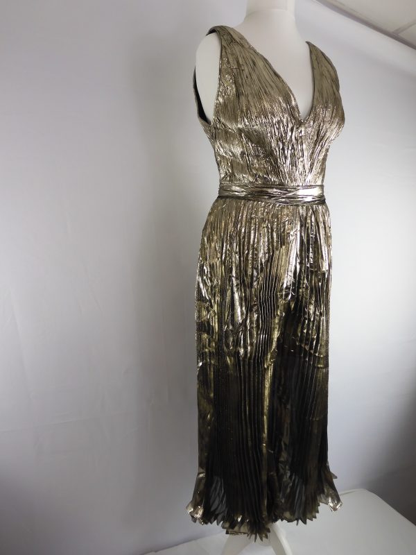MARIA LUCIA HOHAN Priya Metallic Pleated Dress, Size 14, FILM WORN. - Image 3