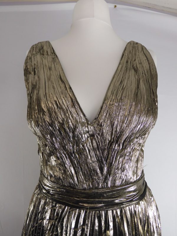 MARIA LUCIA HOHAN Priya Metallic Pleated Dress, Size 14, FILM WORN. - Image 5