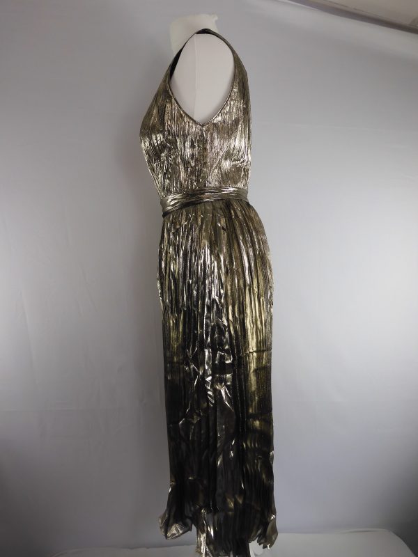 MARIA LUCIA HOHAN Priya Metallic Pleated Dress, Size 14, FILM WORN. - Image 6