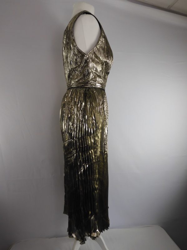 MARIA LUCIA HOHAN Priya Metallic Pleated Dress, Size 14, FILM WORN. - Image 9