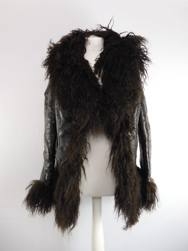 Saks Potts Bon shawl-collar leather and shearling jacket, Size 2 - Image 2