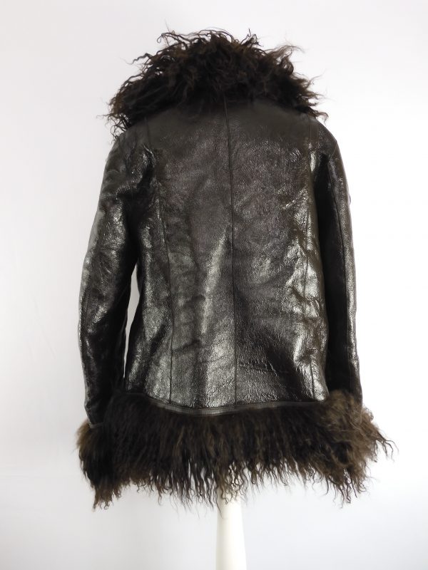 Saks Potts Bon shawl-collar leather and shearling jacket, Size 2 - Image 4