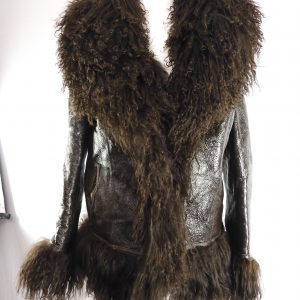 Saks Potts Bon shawl-collar leather and shearling jacket, Size 2