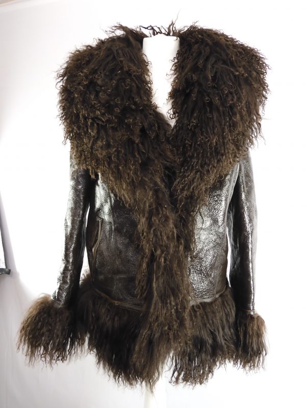 Saks Potts Bon shawl-collar leather and shearling jacket, Size 2