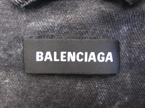 Balenciaga Paris Embroidered Jean Jacket, Size 44 - Image 4