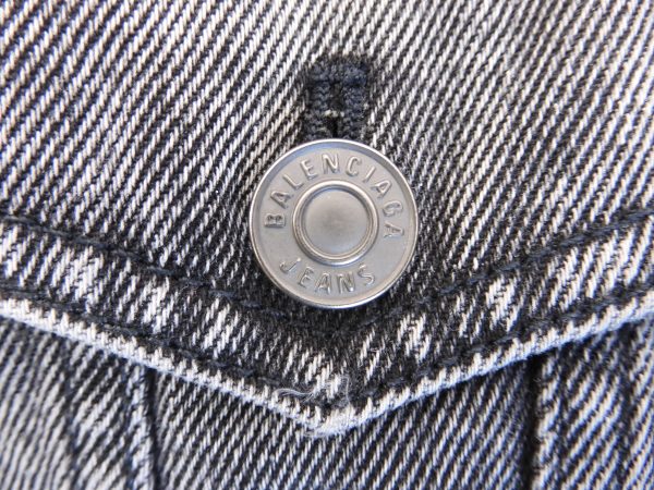 Balenciaga Paris Embroidered Jean Jacket, Size 44 - Image 7