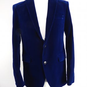 Fellini Tailored Blue Velvet Blazer, Size 40R