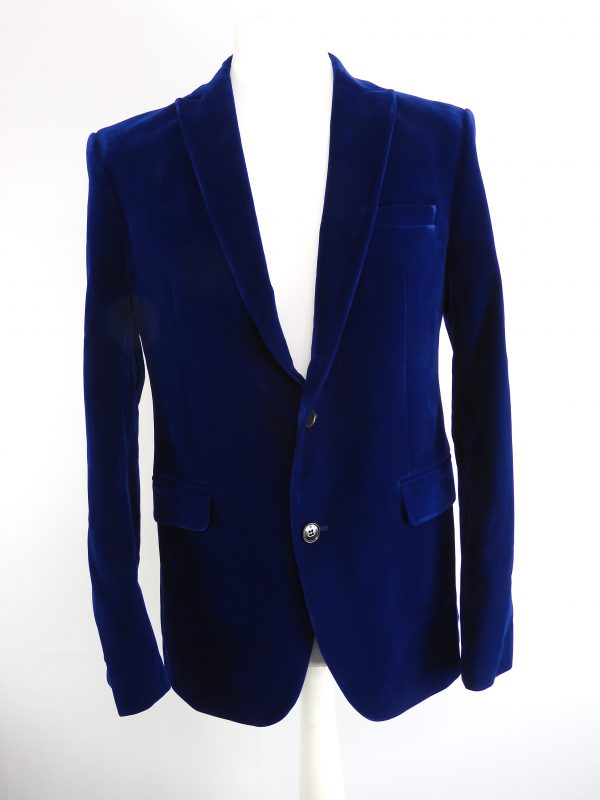 Fellini Tailored Blue Velvet Blazer, Size 40R