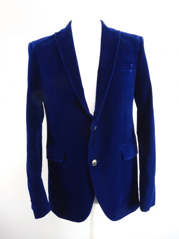 Fellini Tailored Blue Velvet Blazer, Size 40R - Image 3