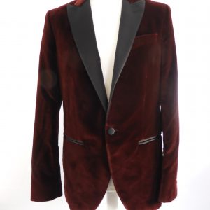 Hackett London Peak Lapel Men's Wine Velvet Blazer, Size 40L