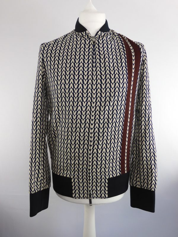 Valentino V Print Monogram Bomber Jacket, Size 44 (S)