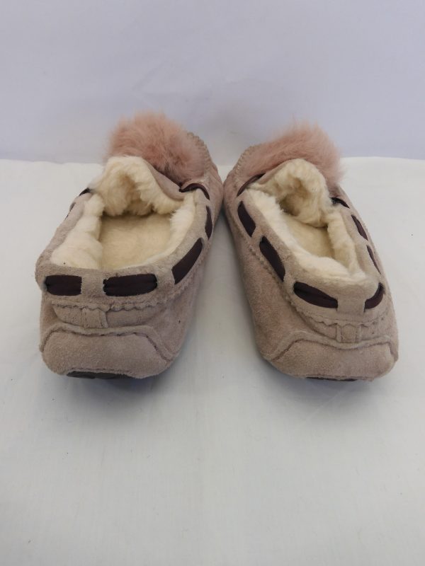UGG Pink Suede Dakota Pom Pom Moccasin, Size 5.5 - Image 4