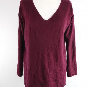 Silk & Cashmere Coty Free Edge V-Neck top, Size L