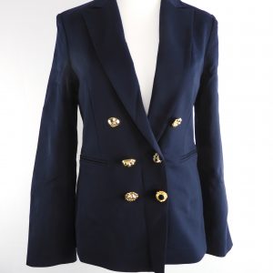 Pinko Women's Navy Glorioso Double Breasted Closure Jacket, Size 10, Film Worn.
