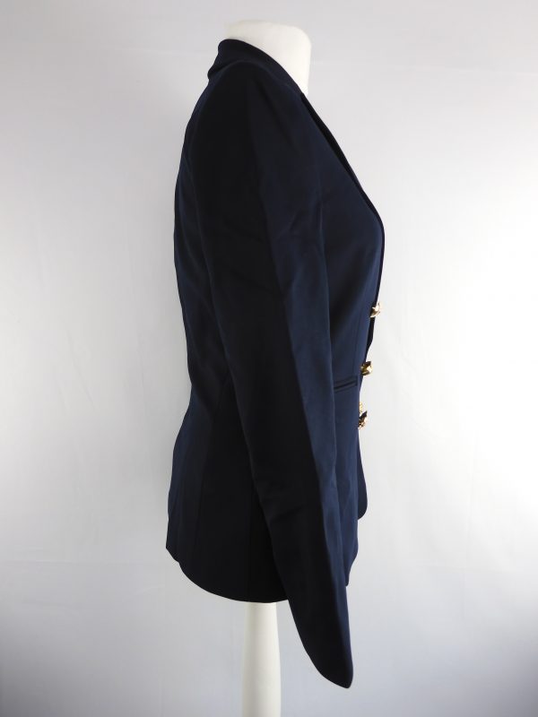 Pinko Women's Navy Glorioso Double Breasted Closure Jacket, Size 10, Film Worn. - Image 3