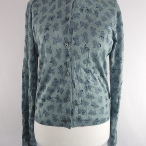 Bottega Veneta Butterfly Pattern Cashmere Cardigan, Size 42-12-L